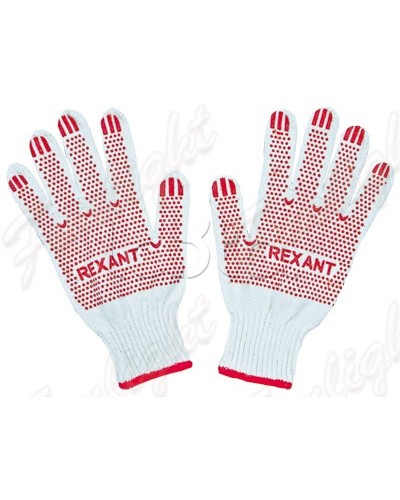 Перчатки Х/Б с покрытием ПВХ, 5 нитей, 48-50 гр. (10шт/уп) REXANT 09-0202-1 в Ставрополе Аксессуары для кабель-канала Pintop.ru
