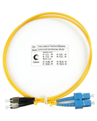 Шнур оптический duplex SC-FC 9/125 sm 1м LSZH Cabeus FOP(d)-9-SC-FC-1m в Ставрополе Патч-корды оптические Pintop.ru