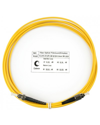 Шнур оптический simplex FC-ST 9/125 sm 3м LSZH Cabeus FOP(s)-9-FC-ST-3m в Ставрополе Патч-корды оптические Pintop.ru