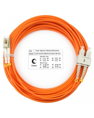 Шнур оптический duplex LC-SC 62,5/125 mm 25м LSZH Cabeus FOP-62-LC-SC-25m в Ставрополе Патч-корды оптические Pintop.ru