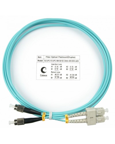 Шнур оптический duplex SC-FC 50/125 mm OM3 1,5м LSZH Cabeus FOP-50-SC-FC-1,5m в Ставрополе Патч-корды и пигтейлы Pintop.ru