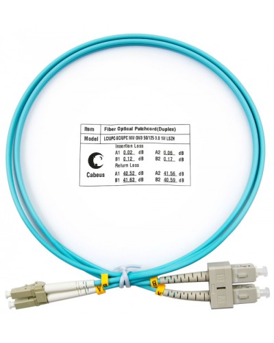 Шнур оптический duplex LC-SC 50/125 MM OM3 1 м LSZH Cabeus FOP-50-LC-SC-1M в Ставрополе Патч-корды оптические Pintop.ru