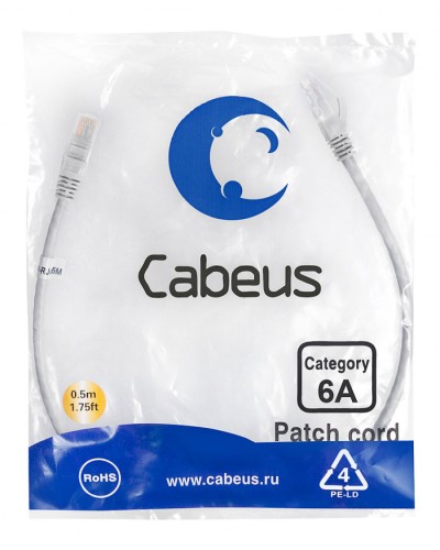Шнур коммутационный 2xRJ-45/8P8C U/UTP кат.6 (0,5 м) Cabeus PC-UTP-RJ45-Cat.6a-0.5m-LSZH в Ставрополе Патчкорды (медные) Pintop.ru