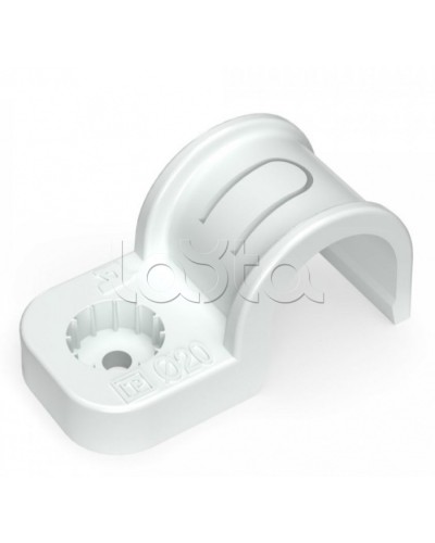 Крепеж-скоба пластиковая односторонняя для прямого монтажа белая в п/э д20 Промрукав (PR13.0377) в Ставрополе Держатели, клипсы, скобы Pintop.ru