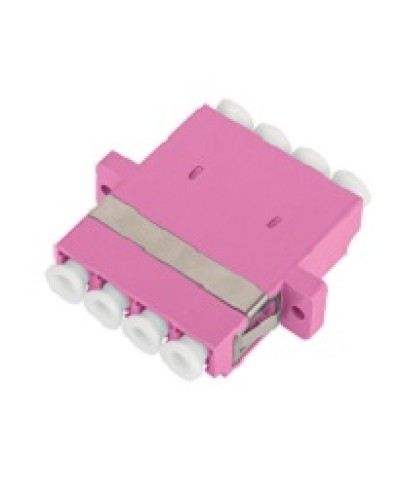 Адаптер NIKOMAX волоконно-оптический, соединительный, многомодовый, стандарта OM4, LC/UPC-LC/UPC, квадро, пластиковый, без шторки, с фланцами, маджента, уп-ка 2шт. в Ставрополе Проходные адаптеры и розетки оптические Pintop.ru