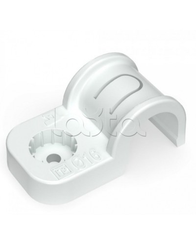 Крепеж-скоба пластиковая односторонняя для прямого монтажа серая в п/э д16 Промрукав (PR13.0368) в Ставрополе Держатели, клипсы, скобы Pintop.ru