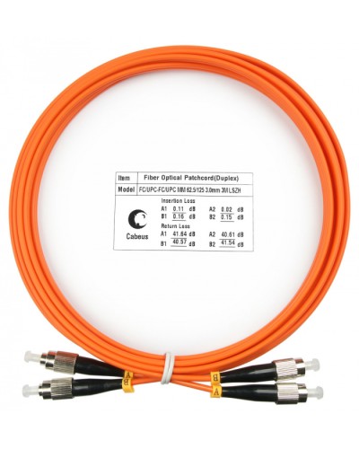 Шнур оптический duplex FC-FC 62,5/125 mm 3м LSZH Cabeus FOP-62-FC-FC-3m в Ставрополе Патч-корды оптические Pintop.ru