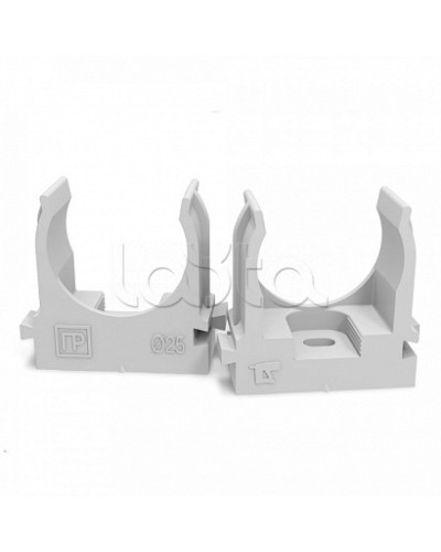 Крепеж-клипса для труб атмосферостойкая для монтажного пистолета серая в п/э d25 мм (100шт/700шт уп/кор) Промрукав (PR13.0403) в Ставрополе Держатели, клипсы, скобы Pintop.ru