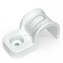 Крепеж-скоба пластиковая односторонняя для прямого монтажа белая в п/э д20 Промрукав (PR13.0377)