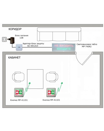Радиокомплект светового и звукового вызова Hostcall MP-911W2 в Ставрополе Система оповещения и трансляции Hostcall Pintop.ru
