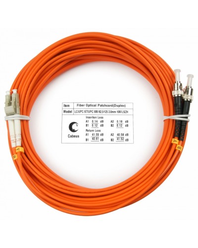 Шнур оптический duplex LC-ST 62,5/125 mm 15м LSZH Cabeus FOP-62-LC-ST-15m в Ставрополе Патч-корды оптические Pintop.ru