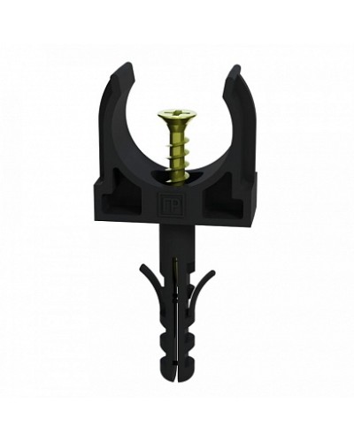 Крепеж-клипса с дюбелем и саморезом черная д25 (100шт/900шт уп/кор) Промрукав (PR13.0221) в Ставрополе Держатели, клипсы, скобы Pintop.ru