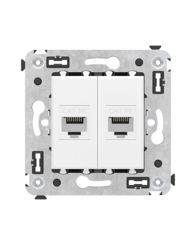 Компьютерная розетка RJ-45 без шторки в стену, кат.5е двойная, Avanti, Белое облако DKC 4400664 в Ставрополе Розетки компьютерные и телефонные Pintop.ru