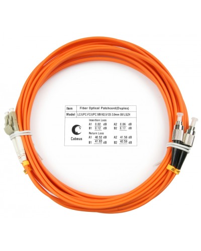 Шнур оптический duplex LC-FC 62,5/125 mm 20м LSZH Cabeus FOP-62-LC-FC-20m в Ставрополе Патч-корды оптические Pintop.ru