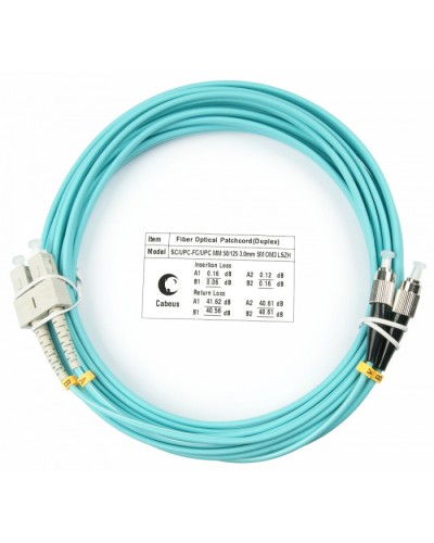 Шнур оптический duplex SC-FC 50/125 mm OM3 10м LSZH Cabeus FOP-50-SC-FC-10m в Ставрополе Патч-корды и пигтейлы Pintop.ru