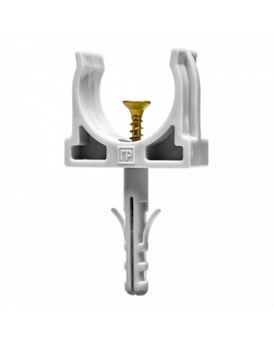 Крепеж-клипса с дюбелем и саморезом серая д25 (100шт/900шт уп/кор) Промрукав (PR13.0217) в Ставрополе Держатели, клипсы, скобы Pintop.ru