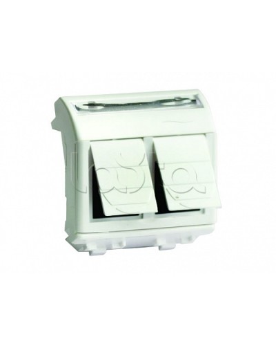 Ком.роз. двойная RJ45 кат.6 (8P8C, Hyperline, Dual IDC: 110&Krone) Brava, слон.кость, 2мод (75452S) в Ставрополе Аксессуары для кабель-канала Pintop.ru