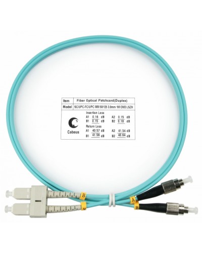Шнур оптический duplex SC-FC 50/125 mm OM3 1м LSZH Cabeus FOP-50-SC-FC-1m в Ставрополе Патч-корды и пигтейлы Pintop.ru
