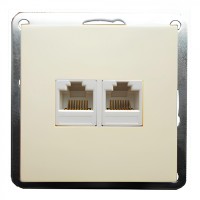 Розетка телефонная двойная 2хRJ-11 с накладкой (бежевый) LK60 (865601-1)