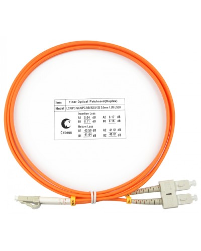 Шнур оптический duplex LC-SC 62,5/125 mm 1,5м LSZH Cabeus FOP-62-LC-SC-1,5m в Ставрополе Патч-корды оптические Pintop.ru