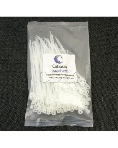 Стяжка нейлоновая неоткрывающаяся, безгалогенная (halogen free), 110x2.5мм, под винт (100 шт) Cabeus GTSC-110 в Ставрополе Стяжки-хомуты Pintop.ru