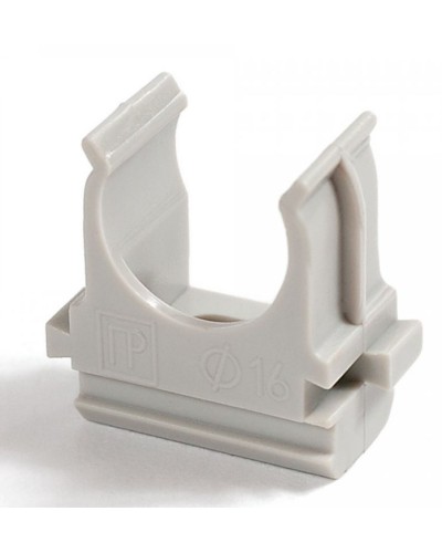 Крепёж-клипса для труб д16 безгалогенная (HF) атмосферостойкая серая (100шт/2000шт уп/кор) Промрукав (PR13.0344) в Ставрополе Держатели, клипсы, скобы Pintop.ru