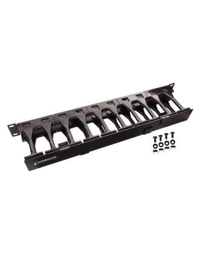 Кабельный органайзер 19 c пластиковыми пальцами глубиной 106 мм и крышкой, 1U LANMASTER (LAN-ORG-PF/S-1U) в Ставрополе Кабельные органайзеры Pintop.ru