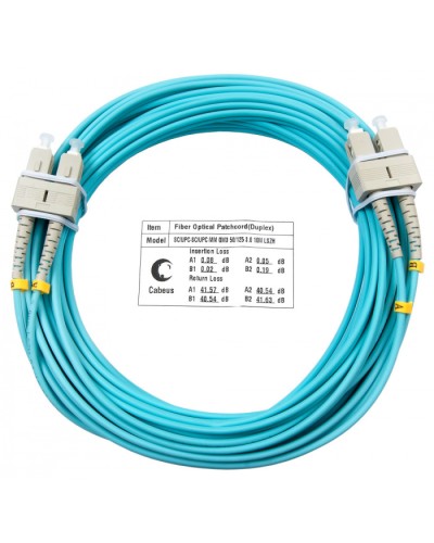 Шнур оптический duplex SC-SC 50/125 mm OM3 15м LSZH Cabeus FOP-50-SC-SC-15m в Ставрополе Патч-корды и пигтейлы Pintop.ru