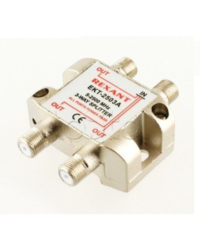 Делитель телевизионный ТВх3 под F разъём 5-2500 МГц СПУТНИК (10шт/уп) REXANT 05-6202 в Ставрополе Системы видеонаблюдения Pintop.ru