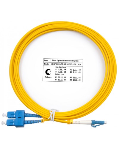 Шнур оптический duplex LC-SC 9/125 sm 3м LSZH Cabeus FOP(d)-9-LC-SC-3m в Ставрополе Патч-корды оптические Pintop.ru