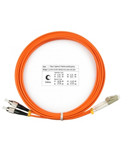 Шнур оптический duplex LC-FC 62,5/125 mm 3м LSZH Cabeus FOP-62-LC-FC-3m в Ставрополе Патч-корды оптические Pintop.ru