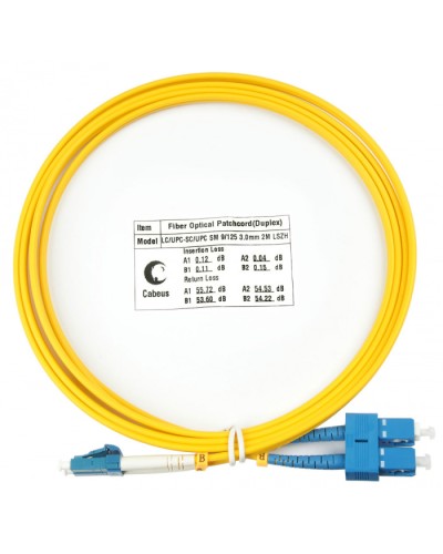 Шнур оптический duplex LC-SC 9/125 SM 2 м LSZH Cabeus FOP(d)-9-LC-SC-2M в Ставрополе Патч-корды оптические Pintop.ru