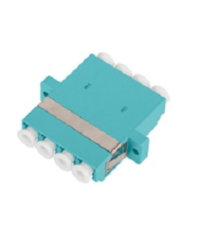 Адаптер NIKOMAX волоконно-оптический, соединительный, многомодовый, стандарта OM3, LC/UPC-LC/UPC, квадро, пластиковый, без шторки, с фланцами, аква, уп-ка 2шт. в Ставрополе Проходные адаптеры и розетки оптические Pintop.ru