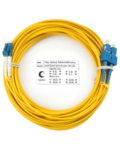 Шнур оптический duplex LC-SC 9/125 sm 15м LSZH Cabeus FOP(d)-9-LC-SC-15m в Ставрополе Патч-корды оптические Pintop.ru