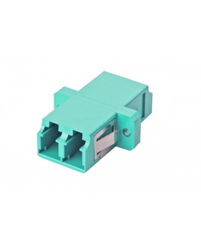 Оптический адаптер OM3, дуплекс LC, с фланцами, бирюзовый Eurolan (36A-30-2L-02AQ) в Ставрополе Проходные адаптеры и розетки оптические Pintop.ru