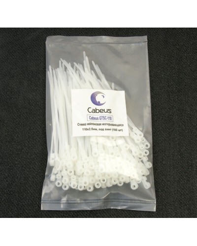 Стяжка нейлоновая неоткрывающаяся, безгалогенная (halogen free), 150x3.6мм, под винт (100 шт) Cabeus GTSC-150 в Ставрополе Стяжки-хомуты Pintop.ru