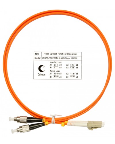 Шнур оптический duplex LC-FC 62,5/125 mm 1м LSZH Cabeus FOP-62-LC-FC-1m в Ставрополе Патч-корды оптические Pintop.ru