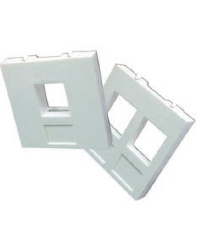 Вставка 45x45 на 2 кейстоуна, со шторками, маркировкой и иконками, белая LANMASTER LAN-SIP-24М-WH в Ставрополе Аксессуары для кабель-канала Pintop.ru