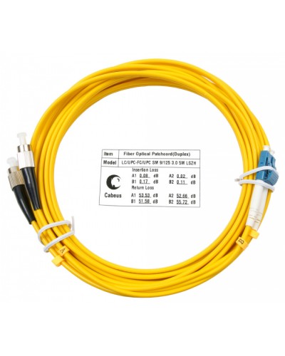 Шнур оптический duplex LC-FC 9/125 sm 5м LSZH Cabeus FOP(d)-9-LC-FC-5m в Ставрополе Патч-корды оптические Pintop.ru