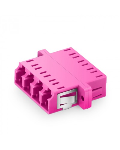 Оптический адаптер OM4, квадро LC, с фланцами, пурпурный Eurolan (36A-40-4L-02MG) в Ставрополе Проходные адаптеры и розетки оптические Pintop.ru