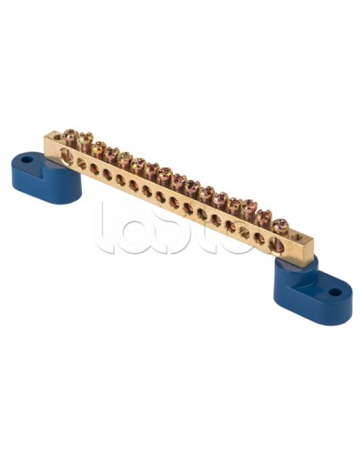 Шина 0 N (8х12мм) 16 отверстий латунь 2 синих угловых изолятора EKF PROxima (sn0-125-16-2) в Ставрополе Клеммные колодки Pintop.ru