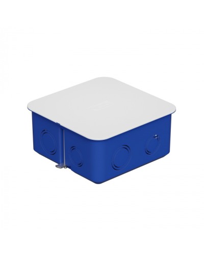 Коробка распределительная с крышкойдля г/к 100x100х50мм с металл. лапками, цвет синий IP30 Экопласт (44667) в Ставрополе Распределительные коробки Pintop.ru