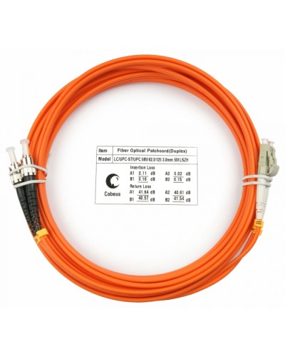 Шнур оптический duplex LC-ST 62,5/125 mm 5м LSZH Cabeus FOP-62-LC-ST-5m в Ставрополе Патч-корды оптические Pintop.ru