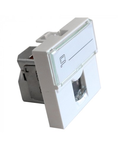 Вставка Mosaic 45x45, RJ-45 STP, кат.6, со шторкой и увеличенным окном маркировки, белая LANMASTER LAN-SIP-23S6-WH в Ставрополе Модули Keystone Pintop.ru