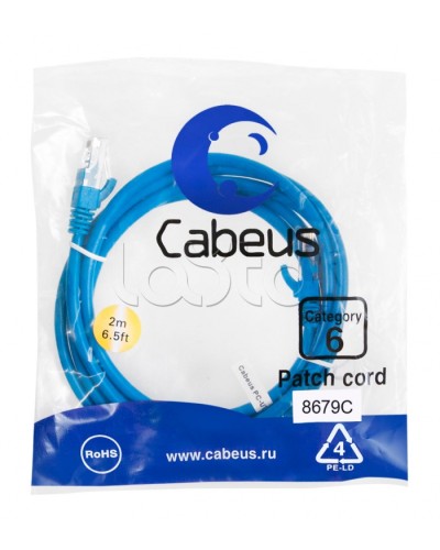 Патч-корд U/UTP Cabeus PC-UTP-RJ45-Cat.6-2m-BL-LSZH в Ставрополе Патчкорды (медные) Pintop.ru