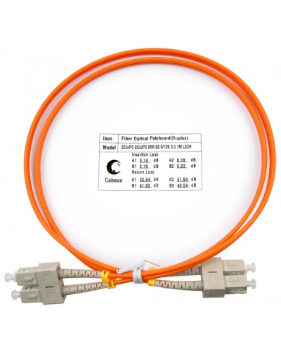 Шнур оптический duplex SC-SC 62,5/125 mm 1м LSZH Cabeus FOP-62-SC-SC-1m в Ставрополе Патч-корды оптические Pintop.ru