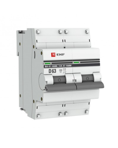 Автоматический выключатель 2P 63А (D) 10kA ВА 47-100M без теплового расцепителя EKF (mcb47100m-2-63D-pro) в Ставрополе Электротехническое оборудование Pintop.ru