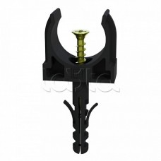 Крепеж-клипса с дюбелем и саморезом черная д16 (100шт/1500шт уп/кор) Промрукав (PR13.0219)