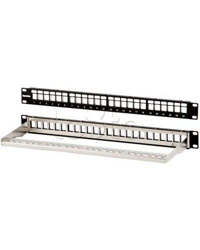 Модульная патч-панель 19, 24 порта, Flat Type, 1U, для экранированных модулей Hyperline PPBL3-19-24-SH-RM в Ставрополе Патч панель Pintop.ru