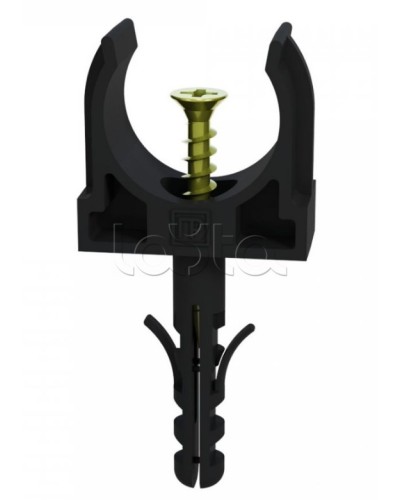 Крепеж-клипса с дюбелем и саморезом черная д25 в малой упаковке (10шт/450шт уп/кор) Промрукав (PR13.0313) в Ставрополе Держатели, клипсы, скобы Pintop.ru